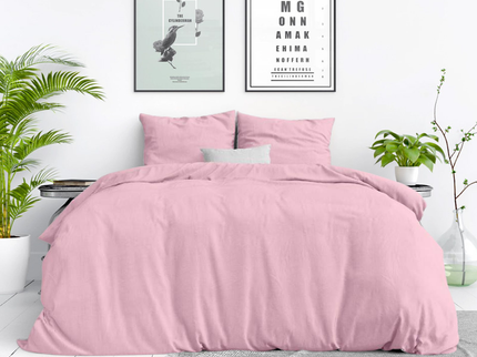 Dekbedovertrek Katoen - Stone Washed - Roze