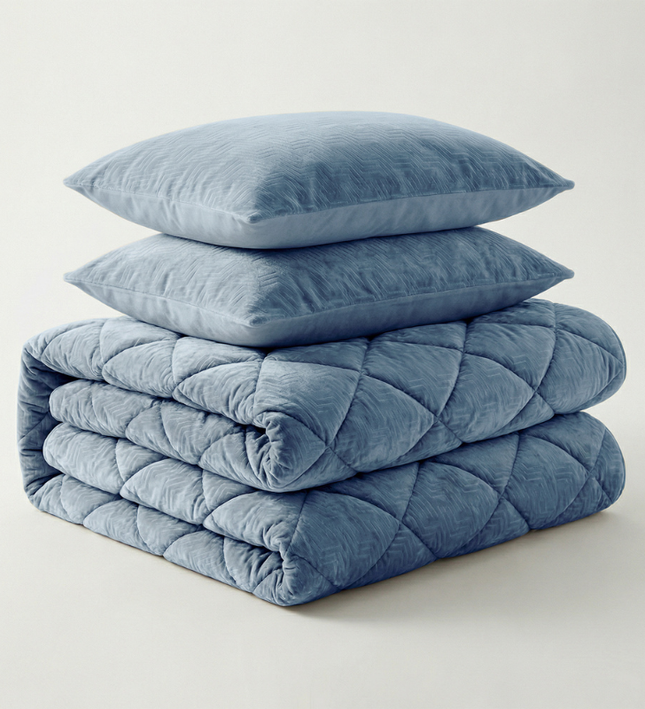 Easy Dekbed Zonder Overtrek Velvet Japandi - Blauw