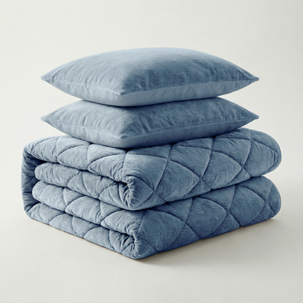 Easy Dekbed Zonder Overtrek Velvet Japandi - Blauw