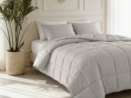 Lazy Dekbed Zonder Overtrek - Percale Katoen - Taupe/Grijs