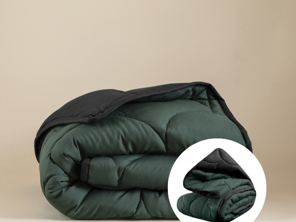 Lazy Dekbed & Dekbedovertrek in 1 - Double Face - Zwart / Donkergroen