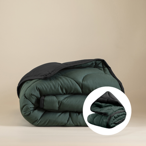 Lazy Dekbed & Dekbedovertrek in 1 - Double Face - Zwart / Donkergroen