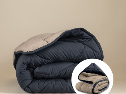 Lazy Dekbed & Dekbedovertrek in 1 - Double Face - Antraciet  / Taupe