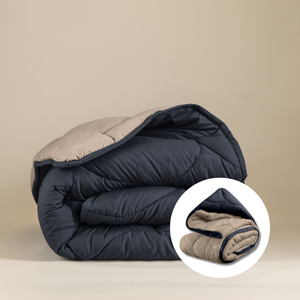 Lazy Dekbed & Dekbedovertrek in 1 - Double Face - Antraciet  / Taupe
