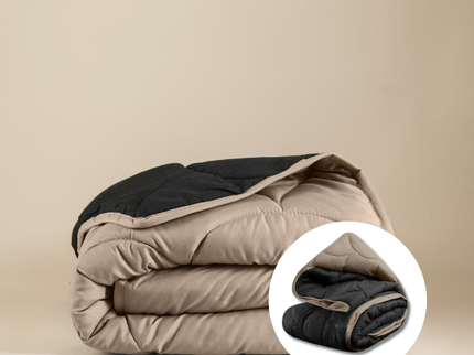 Lazy Dekbed & Dekbedovertrek in 1 - Double Face - Zwart / Taupe