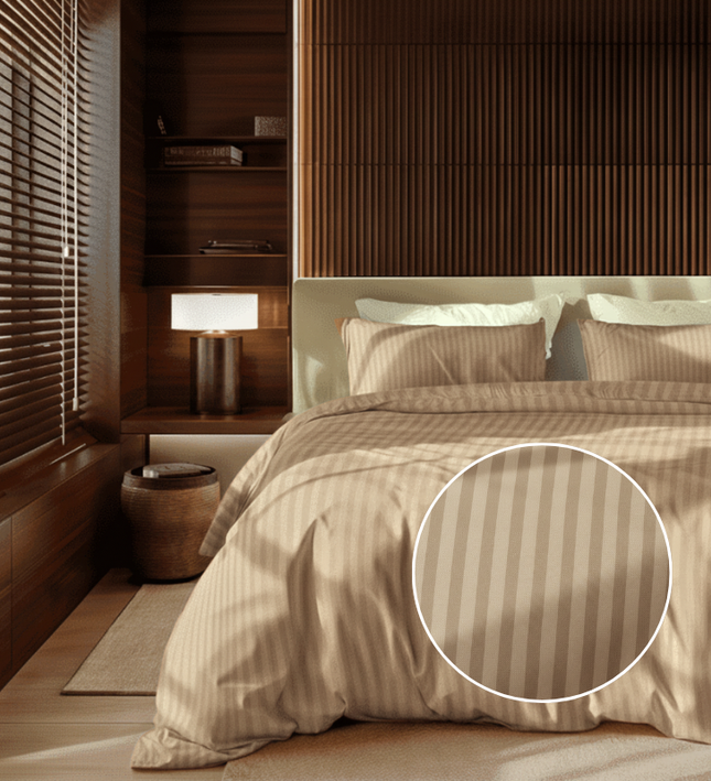Dekbedovertrek Katoen-Satijn - Satijnstreep - Taupe