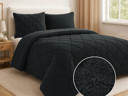 Lazy Dekbed Zonder Overtrek - Teddy - Zwart