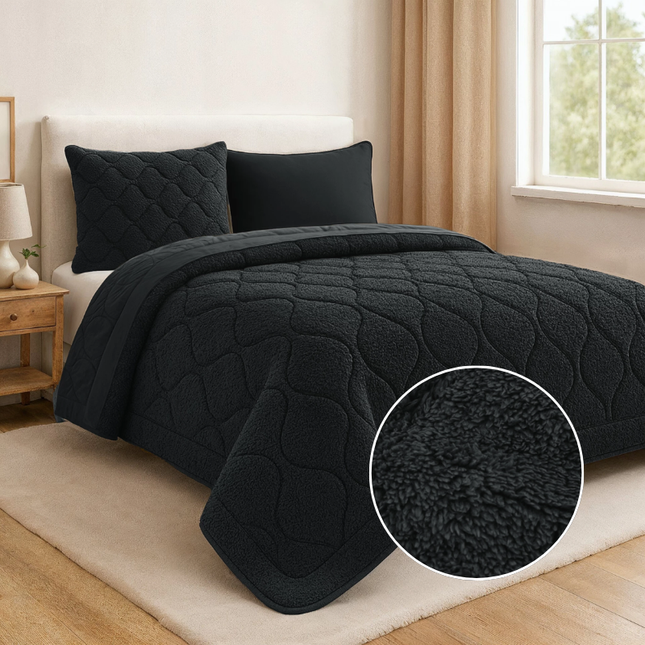 Lazy Dekbed Zonder Overtrek - Teddy - Zwart