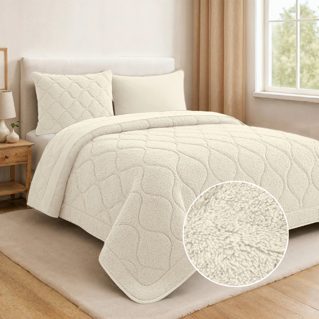 Lazy Dekbed Zonder Overtrek - Teddy - Beige/Off White