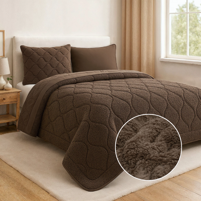 Lazy Dekbed Zonder Overtrek - Teddy - Taupe/Bruin