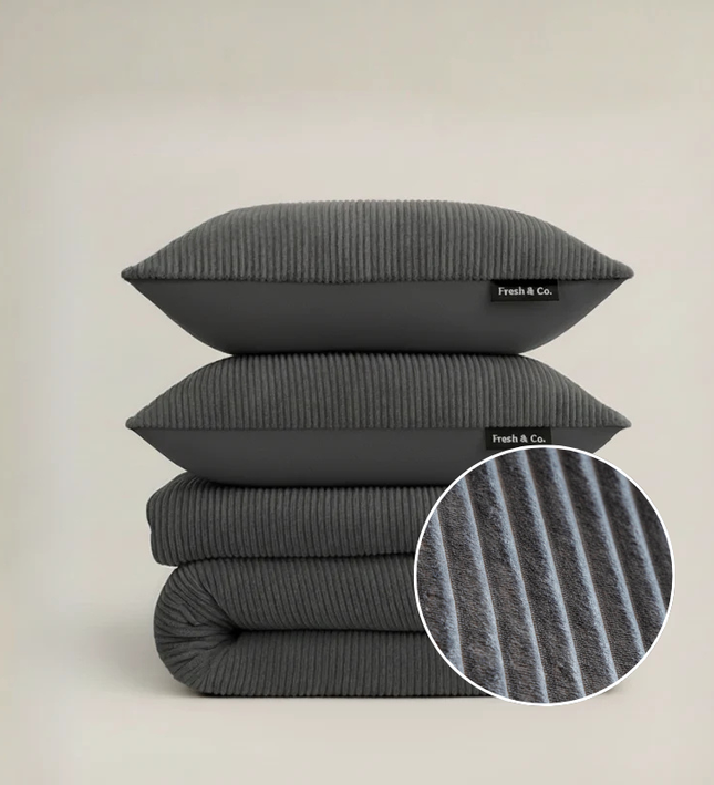 Dekbedovertrek Teddy Rib - Antraciet