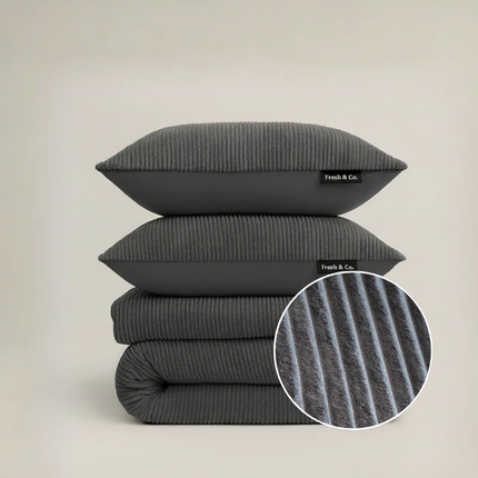 Dekbedovertrek Teddy Rib - Antraciet