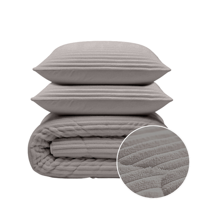 Lazy Dekbed Zonder Overtrek - Teddy Rib - Grijs
