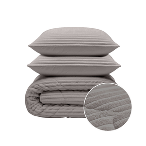 Lazy Dekbed Zonder Overtrek - Teddy Rib - Grijs