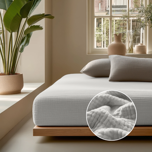 Hoeslaken Katoen Mousseline - Creme
