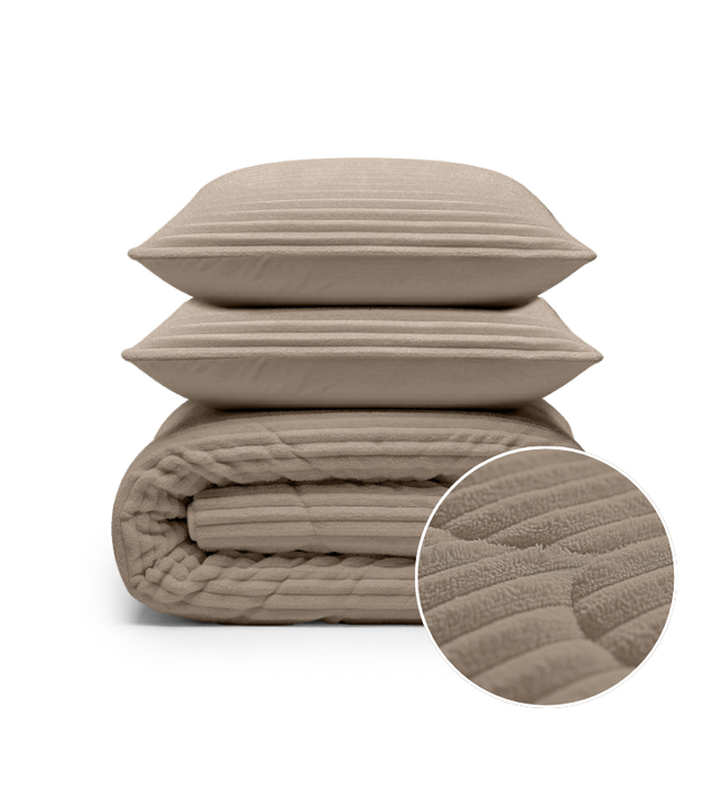 Lazy Dekbed Zonder Overtrek - Teddy Rib - Taupe