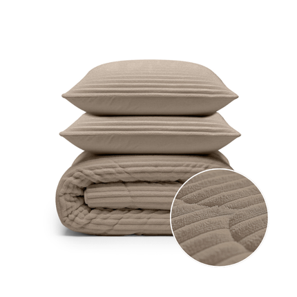 Lazy Dekbed Zonder Overtrek - Teddy Rib - Taupe