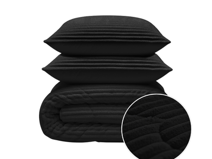 Lazy Dekbed Zonder Overtrek - Teddy Rib - Zwart