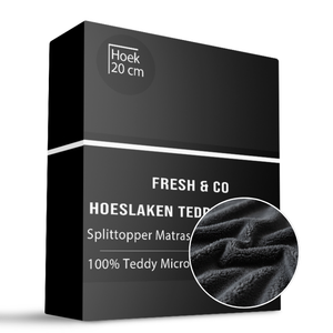 Splittopper Hoeslaken Teddy - Antraciet