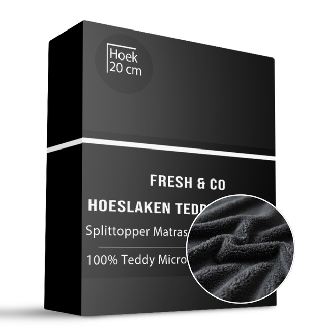 Splittopper Hoeslaken Teddy - Antraciet