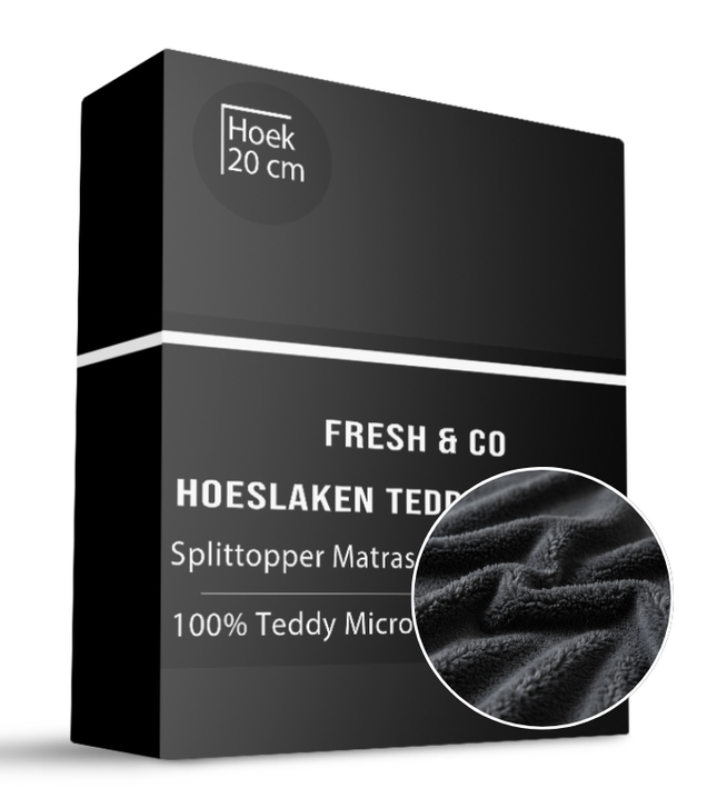 Splittopper Hoeslaken Teddy - Antraciet