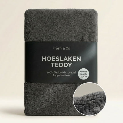 Topper Hoeslaken Teddy - Antraciet