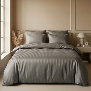 Dekbedovertrek Katoen-Satijn - Satijnstreep - Antraciet