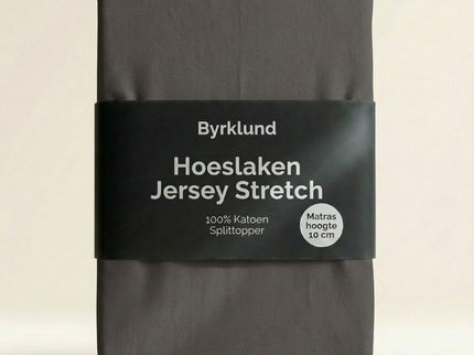 Splittopper Hoeslaken Katoen - Jersey Stretch - Antraciet