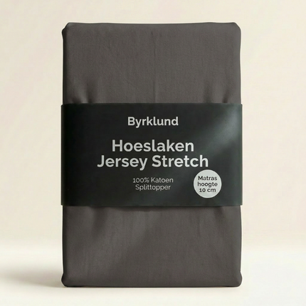 Splittopper Hoeslaken Katoen - Jersey Stretch - Antraciet