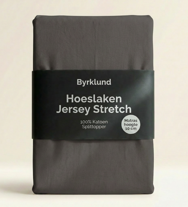 Splittopper Hoeslaken Katoen - Jersey Stretch - Antraciet