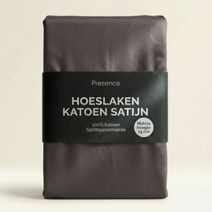 Splittopper Hoeslaken - Katoen Satijn - Antraciet