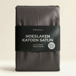 Topper Hoeslaken - Katoen Satijn  - Antraciet