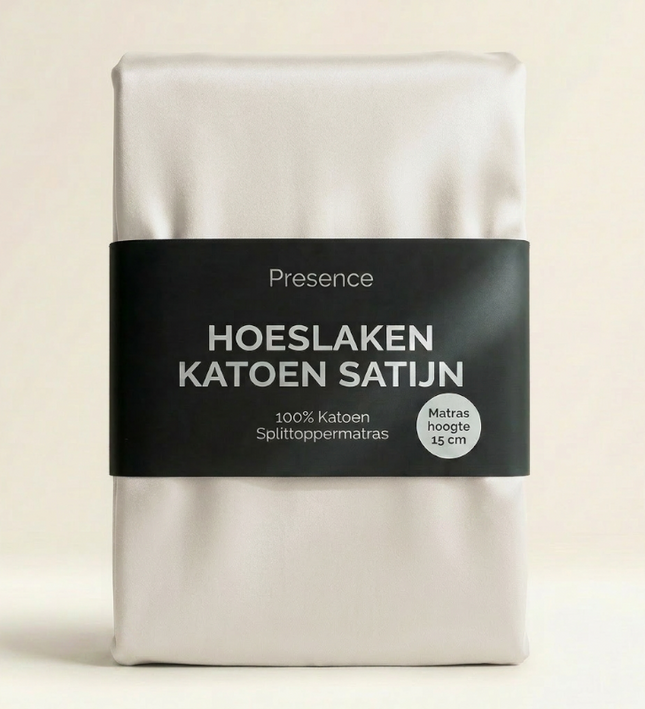 Splittopper Hoeslaken - Katoen Satijn - Crème