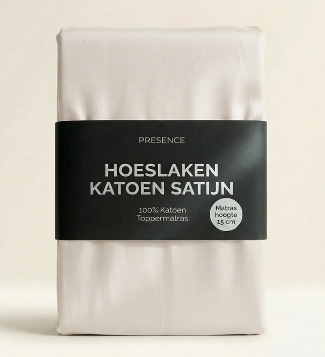 Topper Hoeslaken - Katoen Satijn  - Crème