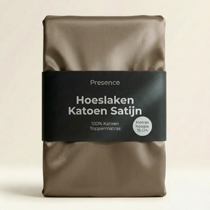 Topper Hoeslaken - Katoen Satijn  - Truffel