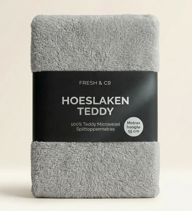 Splittopper Hoeslaken Teddy - Licht Grijs