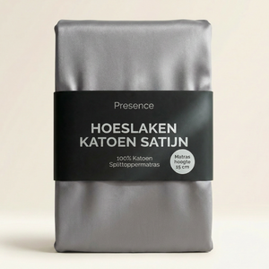 Splittopper Hoeslaken - Katoen Satijn - Zilver