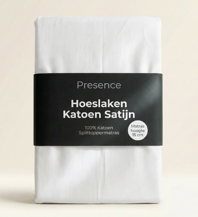 Splittopper Hoeslaken - Katoen Satijn - Wit