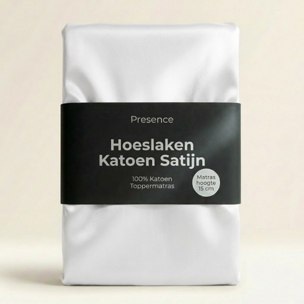 Topper Hoeslaken - Katoen Satijn - Wit