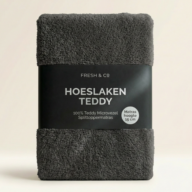 Splittopper Hoeslaken Teddy - Antraciet