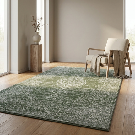 Vintage Vloerkleed Medaillon - Groen