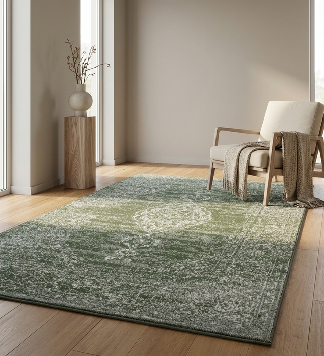 Vintage Vloerkleed Medaillon - Groen