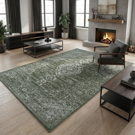 Vintage Vloerkleed Medaillon - Groen