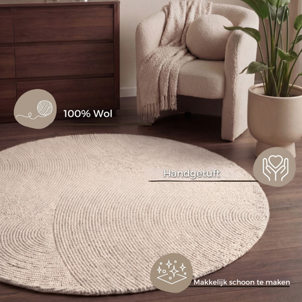 Vloerkleed Calmio Rond - Creme