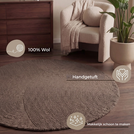 Vloerkleed Calmio Rond - Taupe