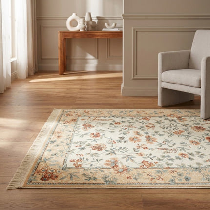 Vloerkleed Oriental Flowers - Geel/Crème