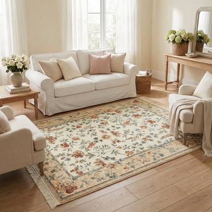 Vloerkleed Oriental Flowers - Geel/Crème