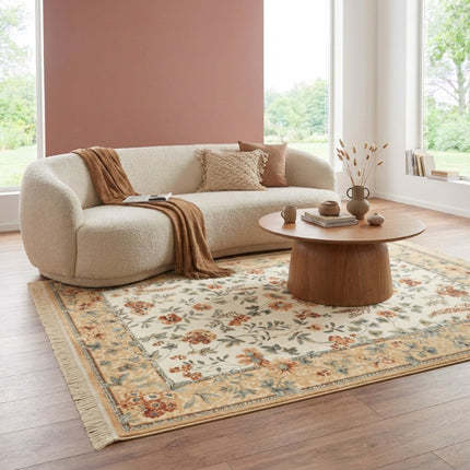 Vloerkleed Oriental Flowers - Geel/Crème