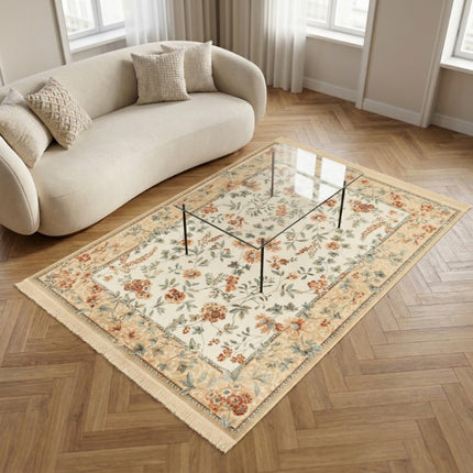 Vloerkleed Oriental Flowers - Geel/Crème