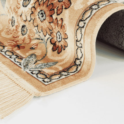Vloerkleed Oriental Flowers - Geel/Crème